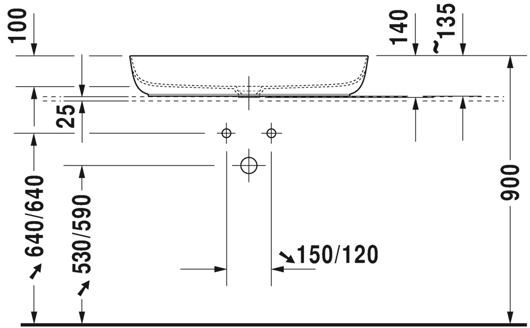 0379802100 Накладная раковина на столешницу  овальная Duravit Luv - Вид №3