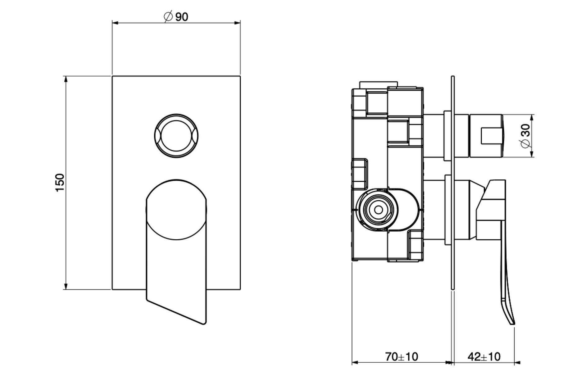 Однорычажный смеситель для душа с переключателем GATTONI Слойка ARCH-00002424 - Вид №2