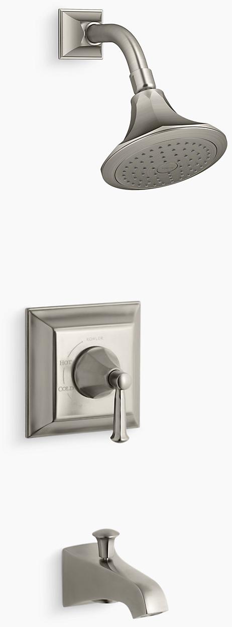 KOHLER Отделка клапана для ванны и душа Memoirs Stately Rite-Temp с рычажной ручкой, изливом и насадкой для душа 2,5 галлона в минуту K-TS461-4S-BN 
