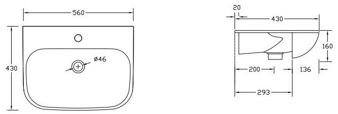 Cle4556101 / cle4554101 Накладная раковина консольная овальная Olympia Ceramica CLEAR - Вид №3