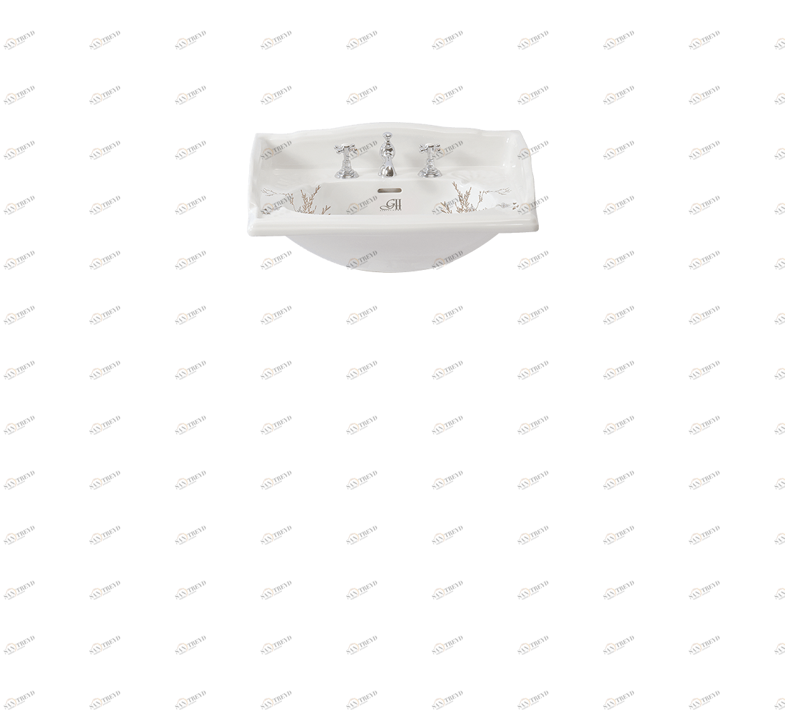 Gentry Home Таз большой белый Victorian Garden pattern GH101362