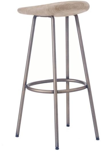 BassamFellows Высокий барный стул из стали и дерева Pebble Cb-273 - Вид №3