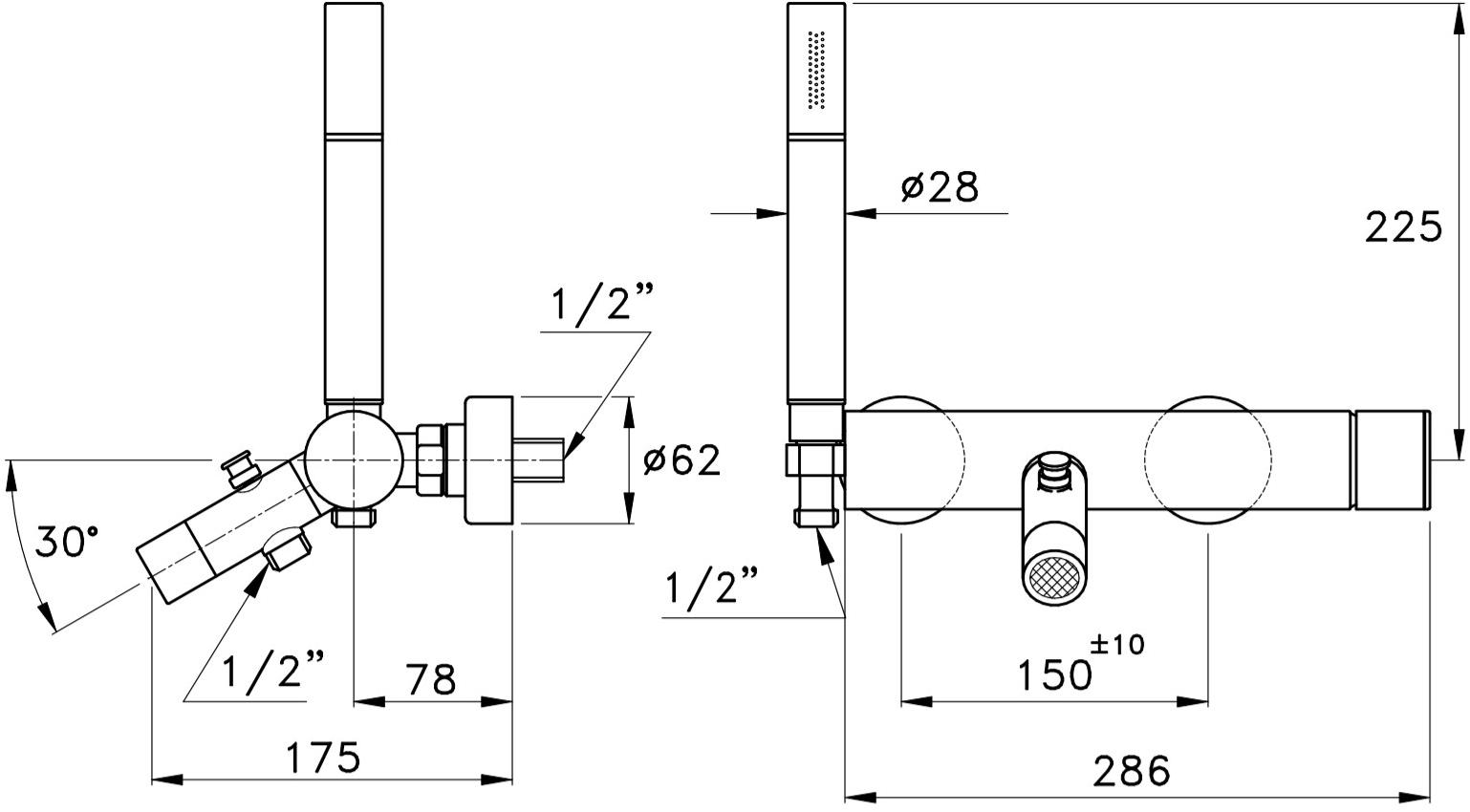RUBINETTERIE STELLA Смеситель для ванны настенный с ручным душем Bamboo sun-id-1451920 - Вид №1