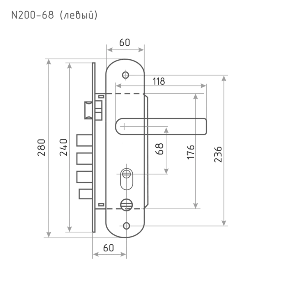 НОРА-М Замок врезной с ручками на планке для китайских дверей 85539369 STLM-0063686 - Вид №6