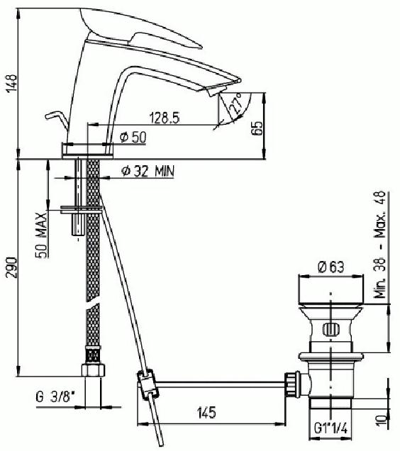 Paini Spider SRCR211KM смеситель для раковины с донным клапаном - Вид №2