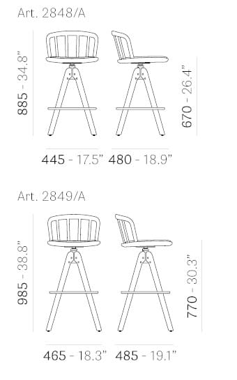Высокий поворотный стул из ясеня со спинкой Pedrali Nym ARCH-00030321 - Вид №2