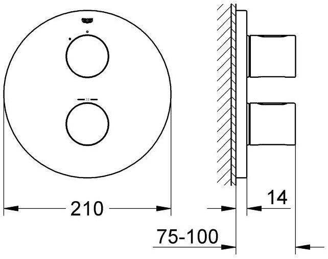 Внешняя часть термостатического смесителя для душа GROHE Grohtherm 3000 Cosmopolitan, хром (19467000) - Вид №2