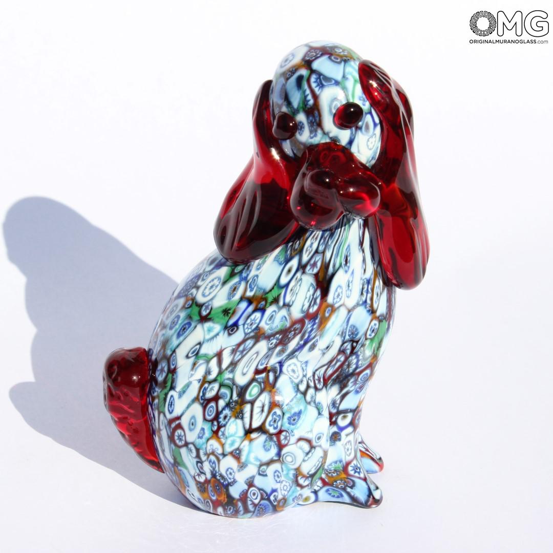 2305 ORIGINALMURANOGLASS Скульптура Красная собака миллефиори из муранского стекла 9 см  - Вид №1