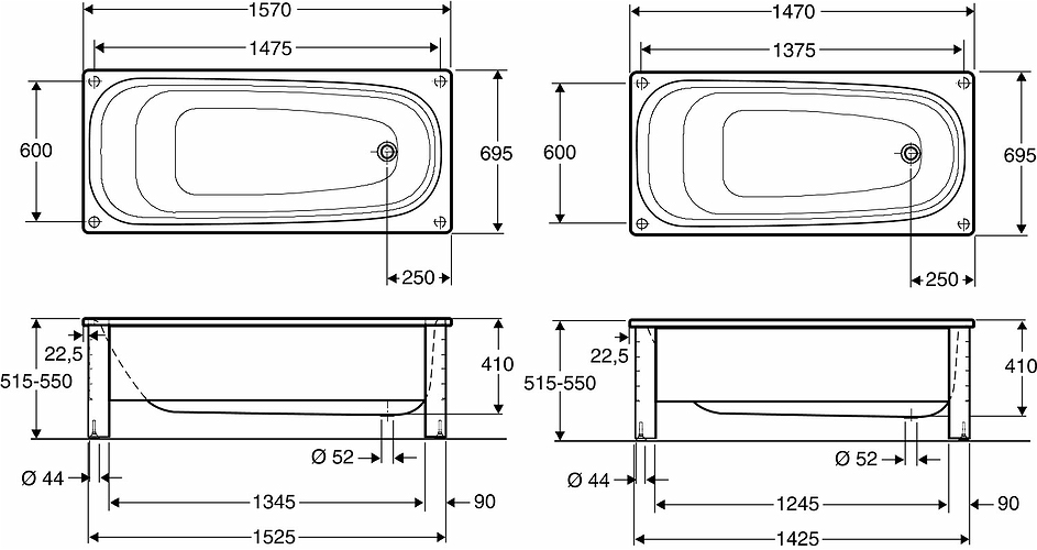 476180 Ванна IFO BK-PRO, стойка IFO Caribia, торцы и передняя часть для BK-HF 16 белый  - Вид №1