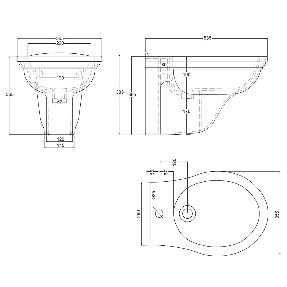 IMSR163 Рэдклифф подвесное биде Black Sapphire Imperial  - Вид №2