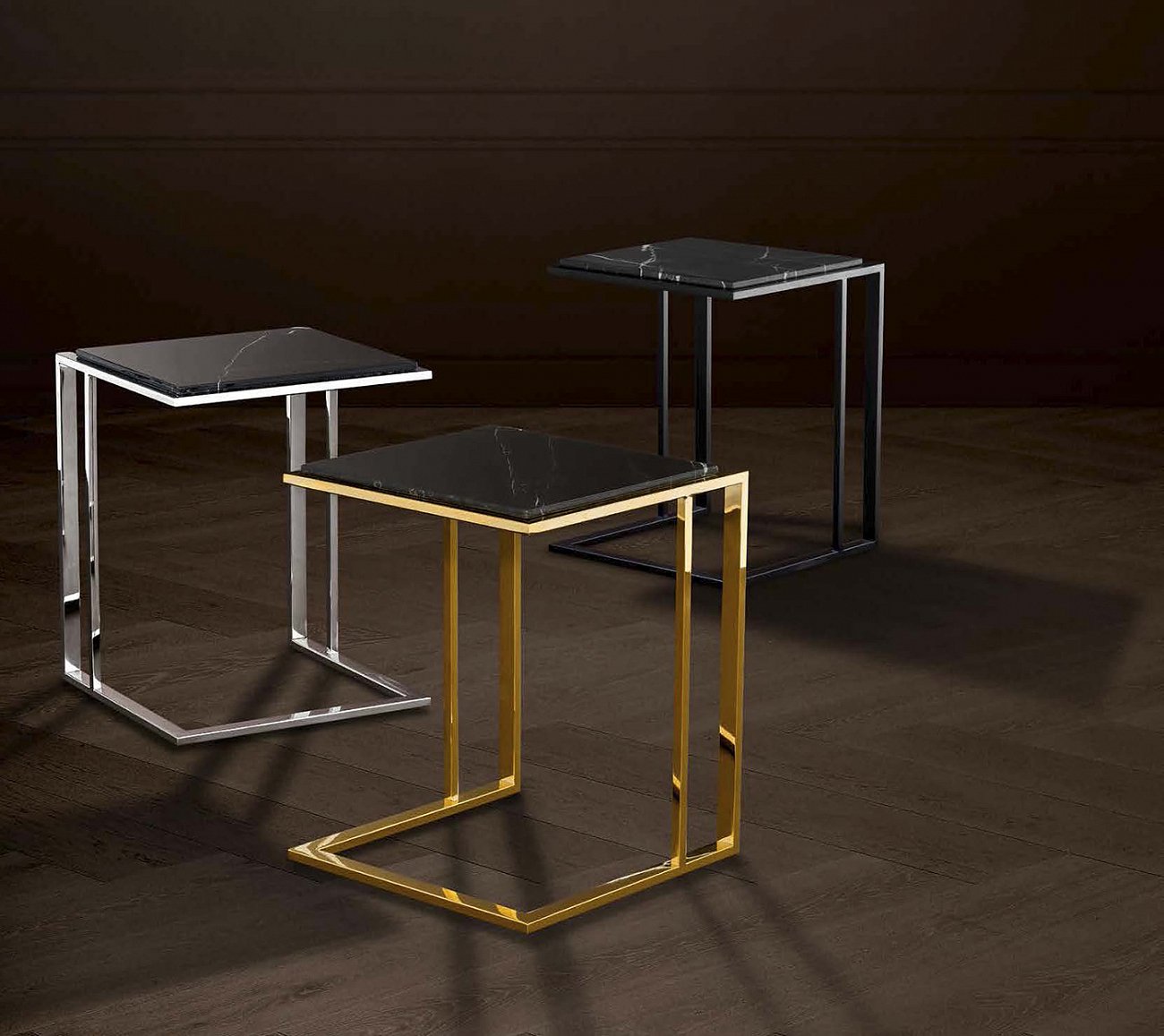 Приставной столик черный мрамор с бронзой 45 см Cocktail от Eichholtz EICHHOLTZ  242542 Бронза  - Вид №2