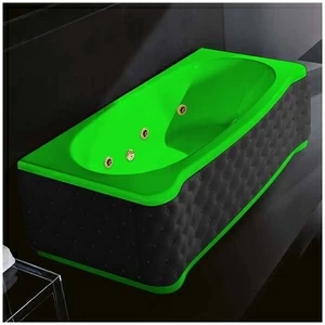 Ванна Gruppo treesse New Classic Young STX-V674B-DX-KC-ZEZ зелёная с золотой фурнитурой гидромассажем и дезинфекцией прямоугольная правая чёрная кожа