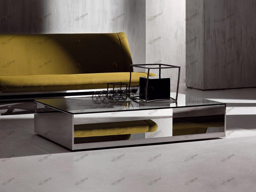 ACERBIS Прямоугольный журнальный столик из нержавеющей стали и хрусталя sun-id-1503791