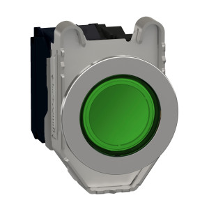 XB4FW33G5 Кнопка с подсветкой скрытый монтаж, металл, зеленый, Ø30, встроенный светодиод, 120V AC 1 НО + 1 НЗ Schneider Electric Harmony XB4