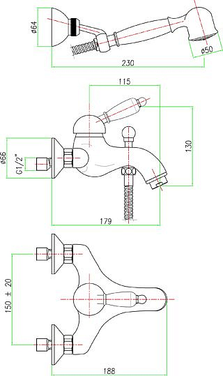 47CO5103 Смеситель для ванны , хром-золото Fiore JAFAR  - Вид №2