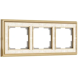 Рамка для розеток и выключателей Werkel Palacio Gracia 3 поста цвет золотисто-белый