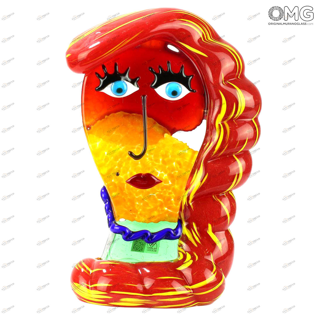 4705 ORIGINALMURANOGLASS Скульптура Голова Женщины - Pop Art - Original Murano Glass OMG 15 см 