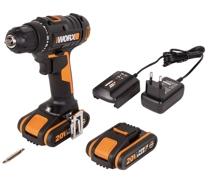 Дрель-шуруповерт WORX WX100.2 PowerShare 20V 5612863 STDN-0093701 - Вид №7