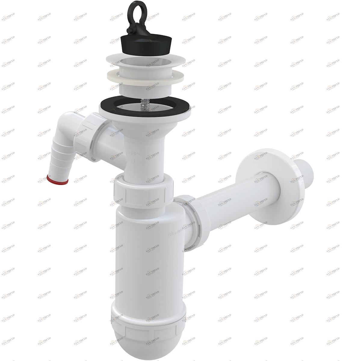 Сифон для умывальника DN32 со штуцером и пластмассовой peшeткой DN63 ALCAPLAST A420P