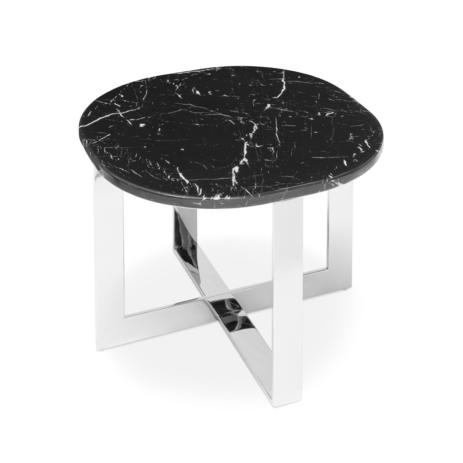 450277-BS ABHIKA Боковой столик GLORY H45 D60 BLACK/SILVER  - Вид №3