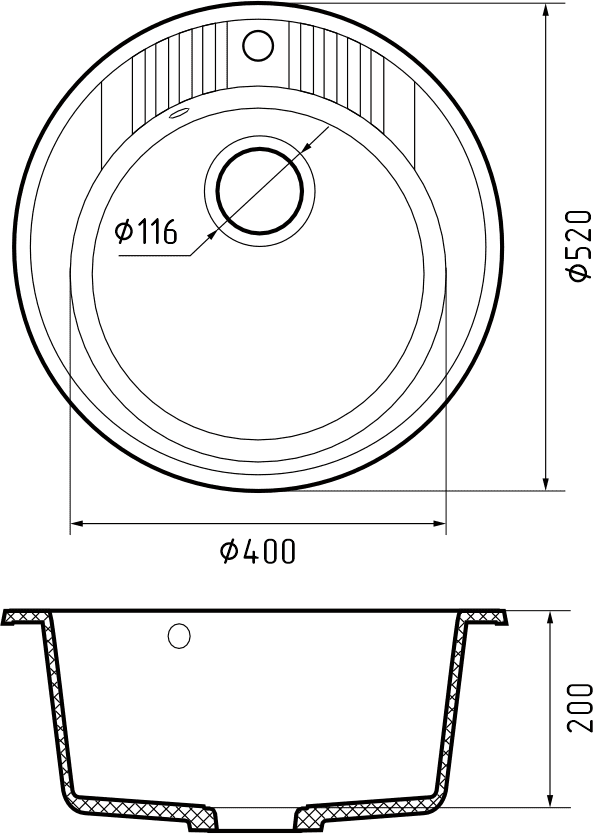 Кухонная мойка Искусственный камень RONDO S613 GranFest R-520-S613 - Вид №1