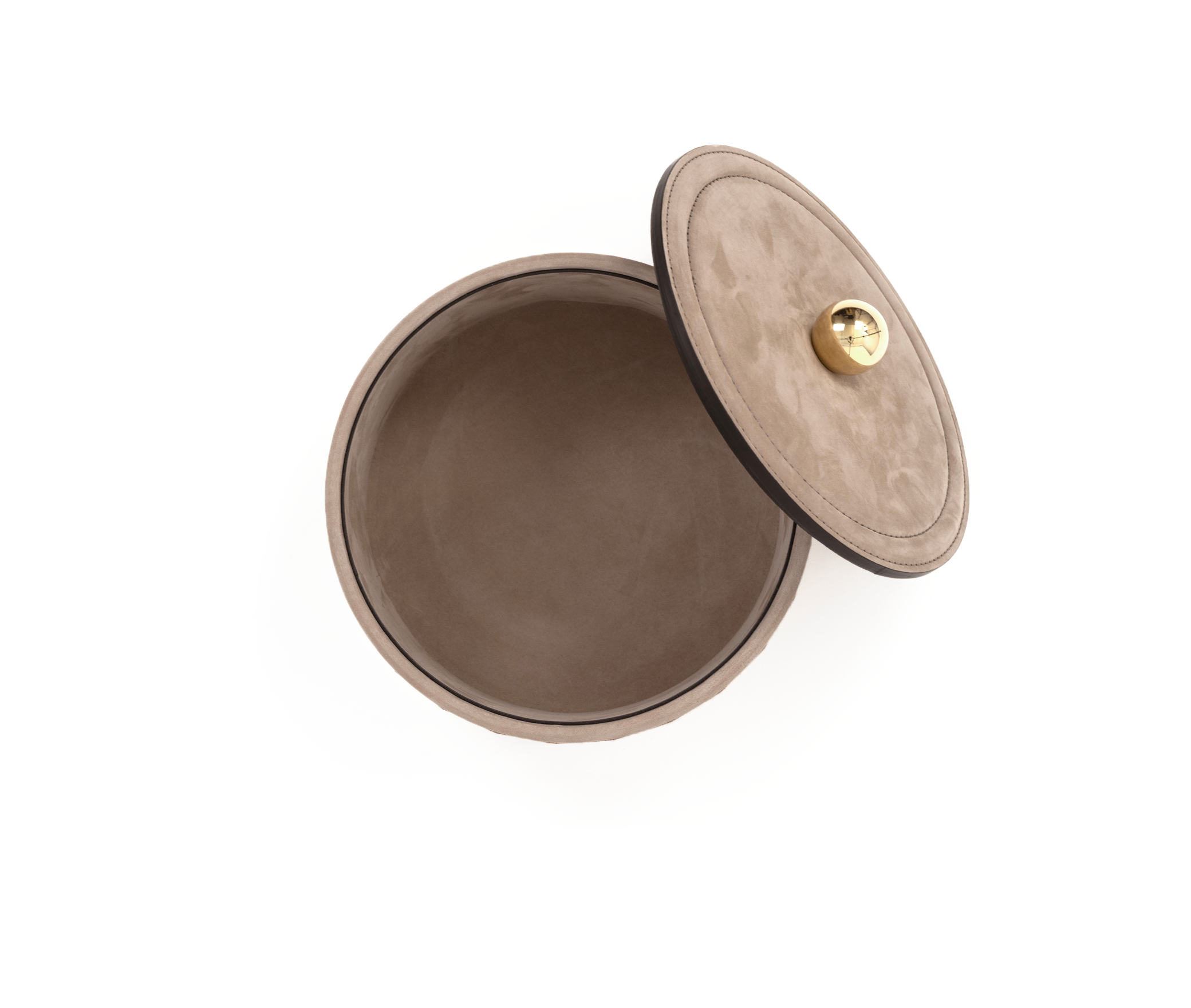 Lily Box - Ø 13XH8 см / металл-хром/нубук-кожа_кофе Pinetti 00.1680.038.015 - Вид №1