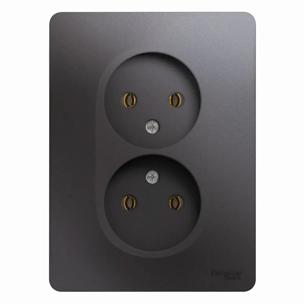Systeme Electric Glossa - двойная розетка в графитовом исполнении 89365960 STLM-1106596