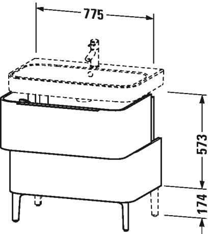 H2637305252 Тумбочка напольная Happy D.2 #H26373 775 x 480 мм Европейский дуб, декор Duravit - Вид №1