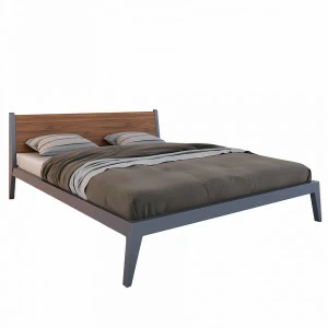 Кровать двуспальная деревянная орех 180x200 серая Fly BRAGIN DESIGN ДИЗАЙНЕРСКИЕ 256398 Коричневый;серый