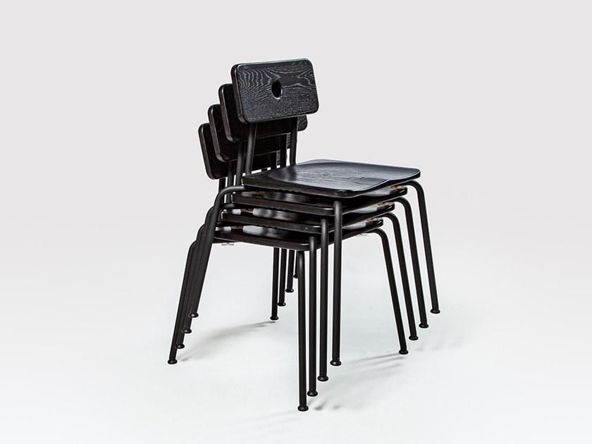 Liqui Contracts Штабелируемый лакированный стул из стали и дерева Milne sun-id-1484846 - Вид №5