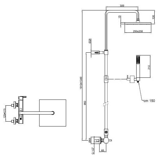 AZ870110015PVC Душевая система , хром Webert Azeta  - Вид №1