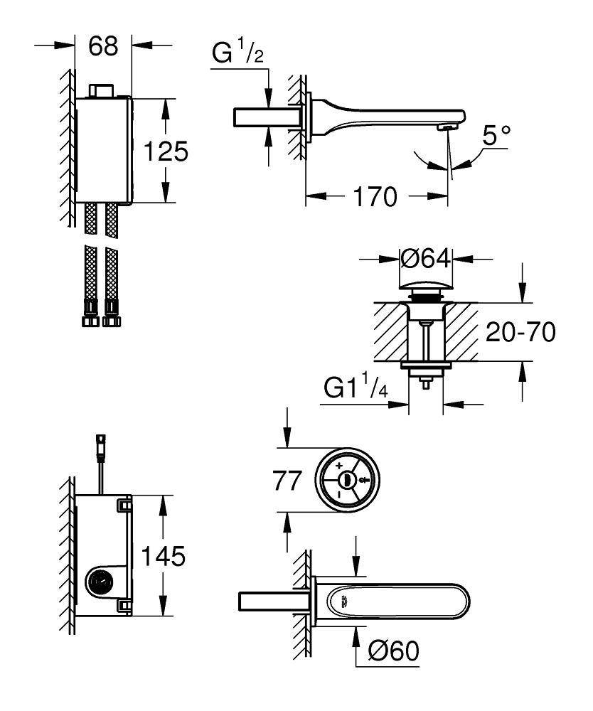 36278000 Смеситель цифровой для раковины Grohe Veris F-digital хром - Вид №1