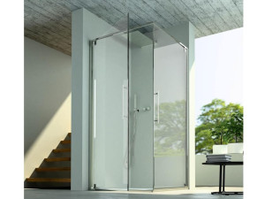 Алюминиевая и стеклянная угловая душевая кабина с поворотной дверью