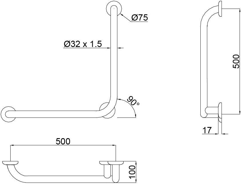 Goman Предохранительная ручка 90 ° с 3 точками крепления Classic Z5050/01 - Вид №1