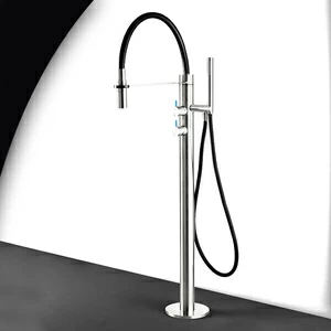 Смеситель для ванны глянцевая сталь с синей ручкой Toki Radomonte PV2LCIL26