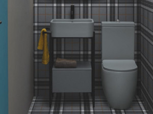 Напольная раковина из нержавеющей стали и дерева с ящиками