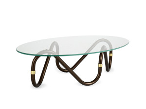 Стеклянный овальный журнальный столик