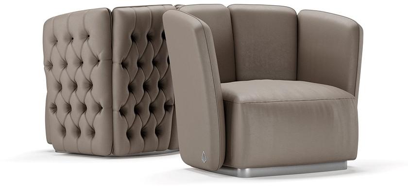 SM Living Couture Стеганое кожаное кресло с подлокотниками Diamond Pna_06b - Вид №2