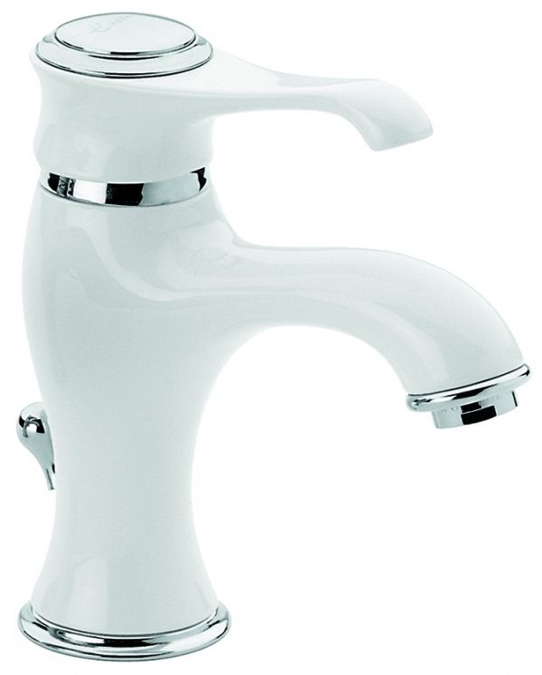 6003BC Смеситель Tiffany с донным клапаном для раковины, цвет белый-хром EMMEVI
