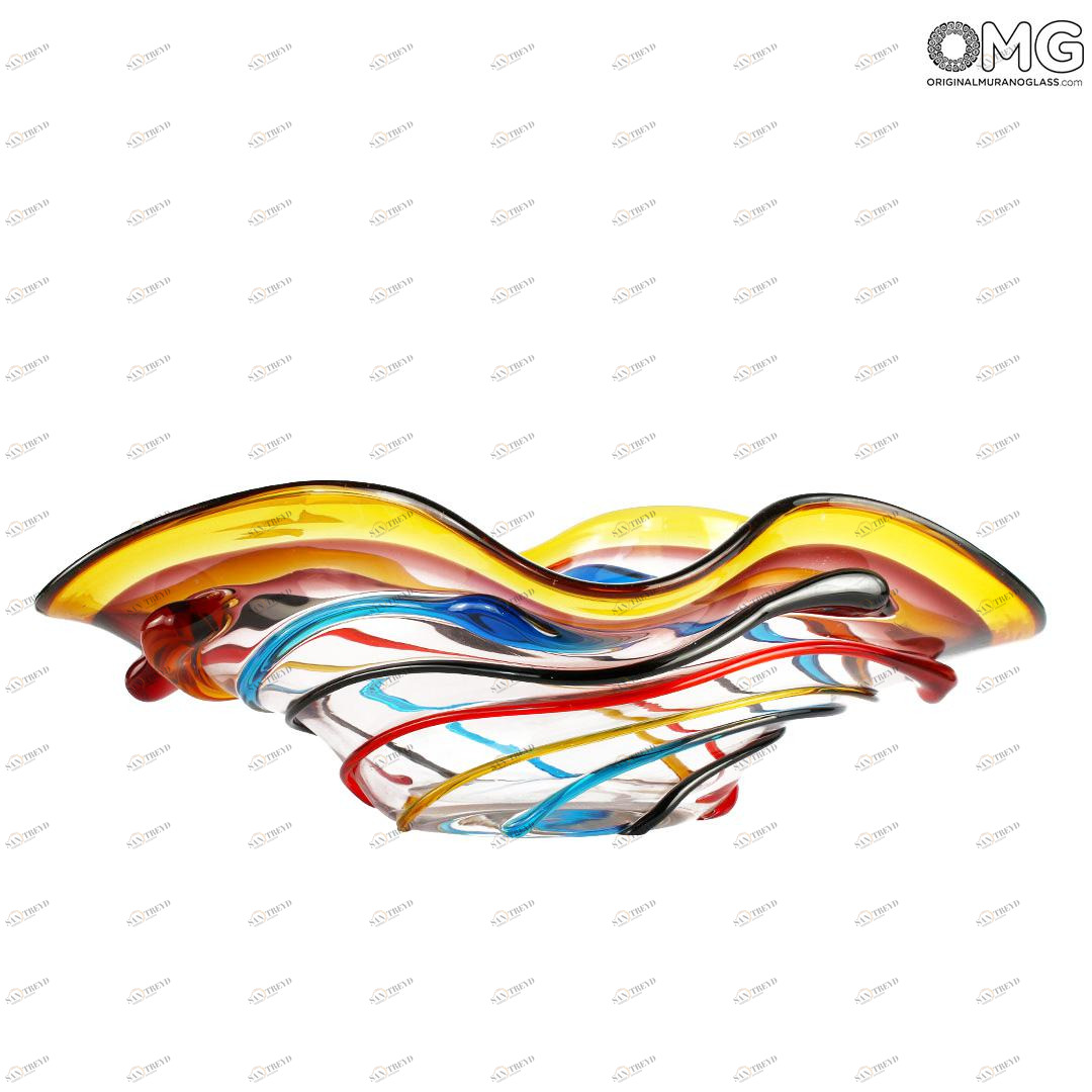 574 ORIGINALMURANOGLASS Декоративная чаша Sombrero ambra - муранское стекло OMG 45 см 