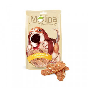 ПР0039833 Лакомство для собак Куриный стейк с сыром 80г Molina