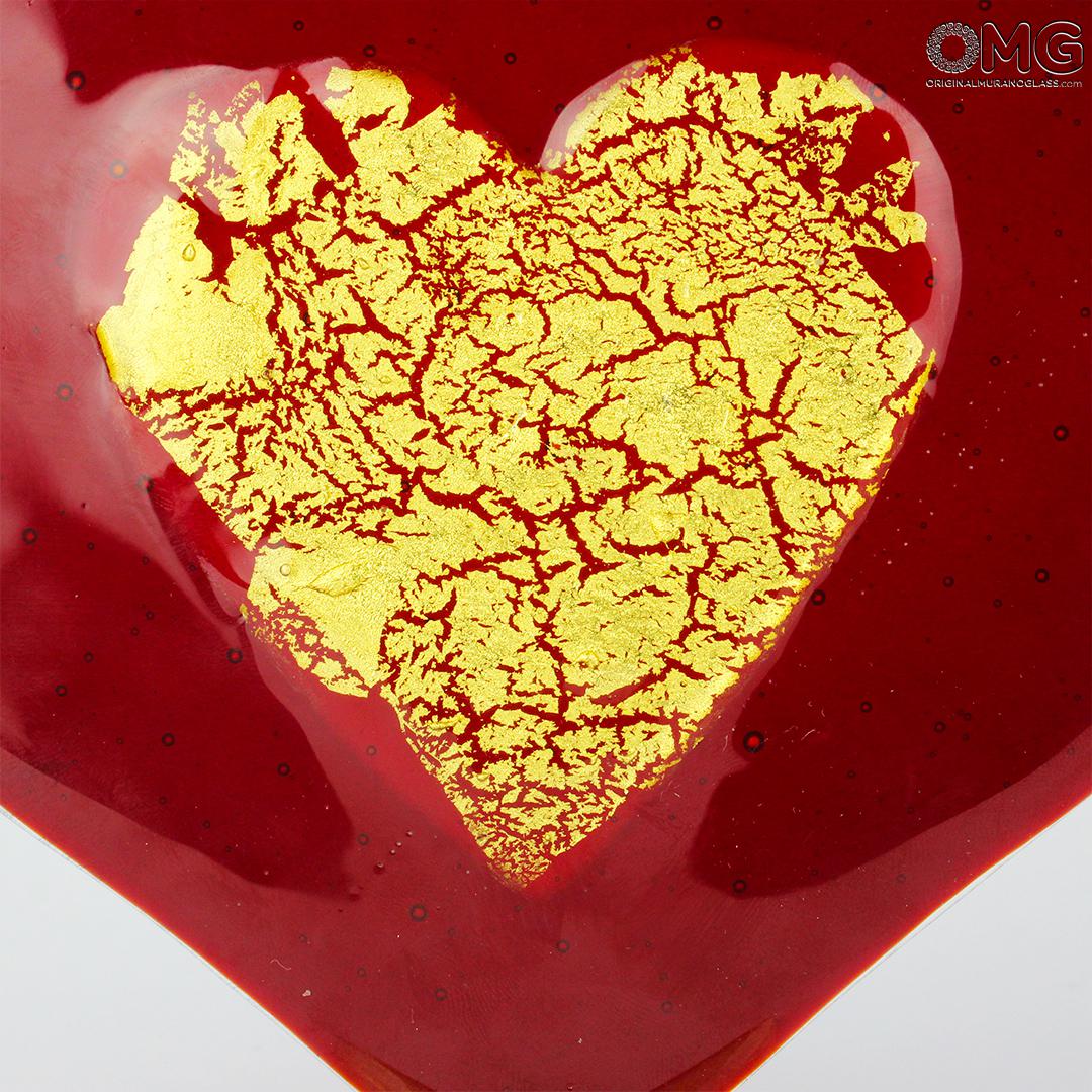 1989 ORIGINALMURANOGLASS Скульптура Любящее Сердце - муранское стекло и золото 24 кт - OMG 17 см  - Вид №1