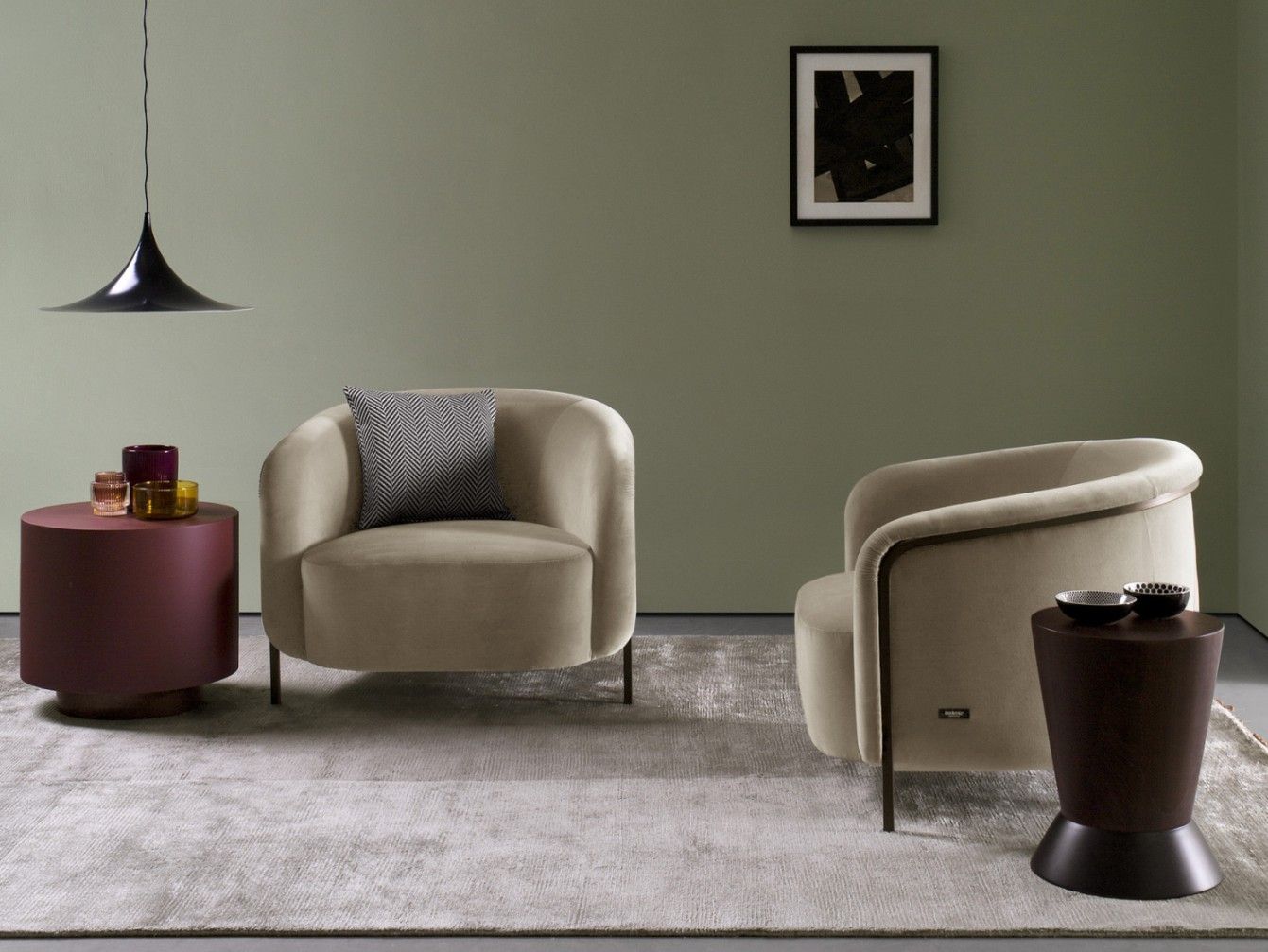 Бархатное кресло с подлокотниками BODEMA кольцо ARCH-00056532 - Вид №1