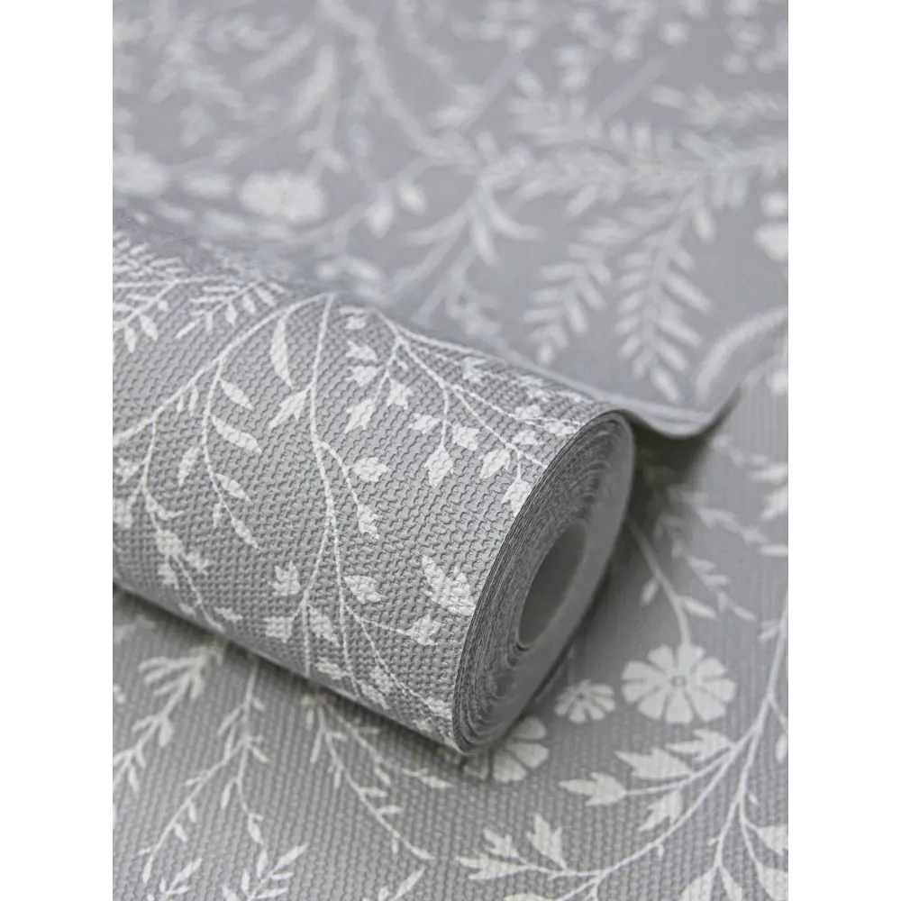 WALLSECRET Scandy: серые флизелиновые обои с ботаническим принтом 89395589 STLM-1508070 - Вид №2