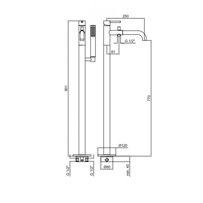 EL851101015 Смеситель для ванны с душем Webert Elio - Вид №1