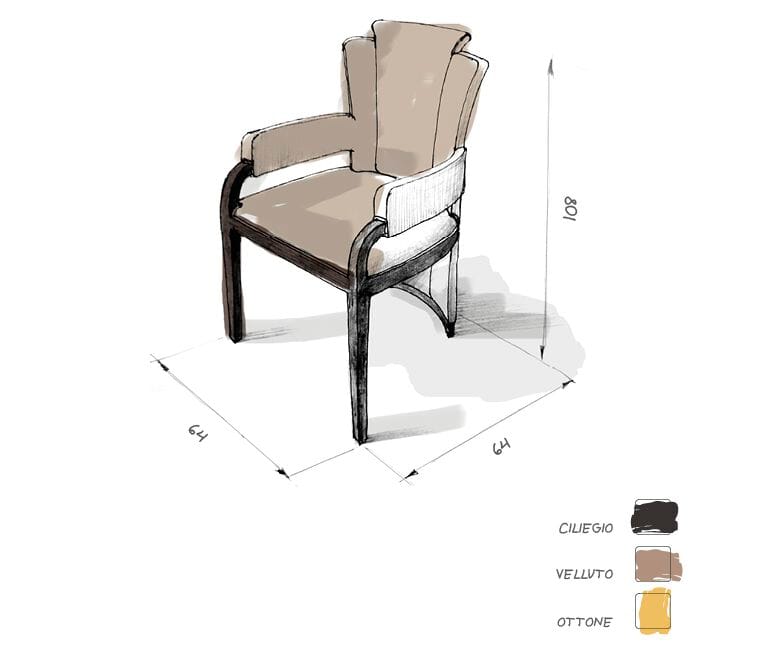 Бархатное кресло с подлокотниками и без них Roman & Co JOSEPHINE ARCH-00100456 - Вид №3