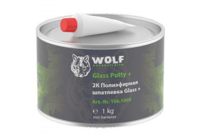 15968320 2K полиэфирная шпатлевка Glass+ 1 кг с отвердителем 106.1000 WOLF