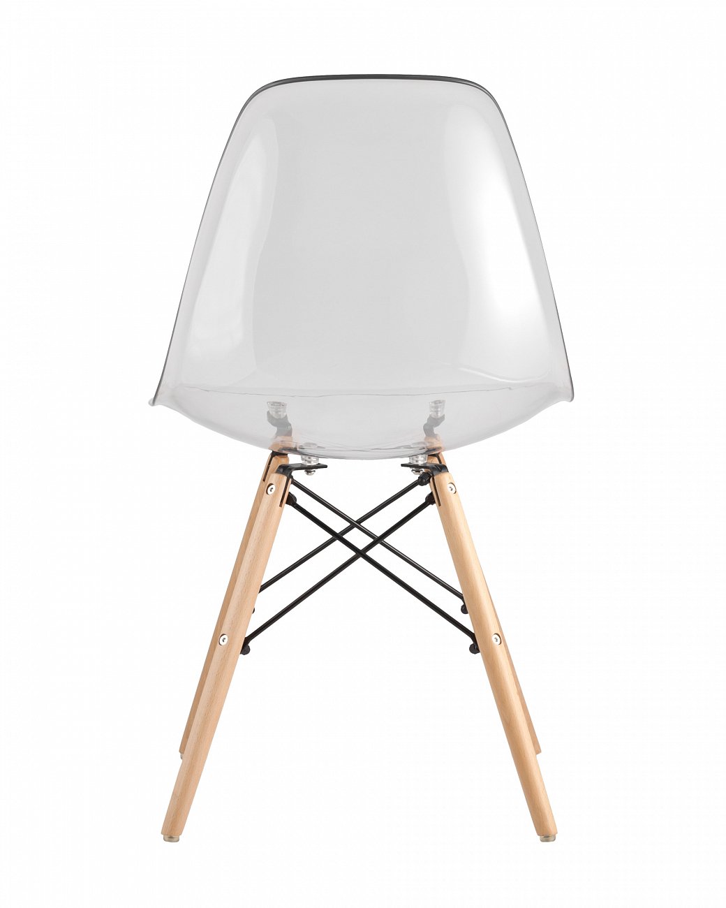 Стул со спинкой прозрачный с деревянными ножками Eames Clear EAMES ДИЗАЙНЕРСКИЕ, EAMES DSW 00-3882027 Прозрачный  - Вид №2