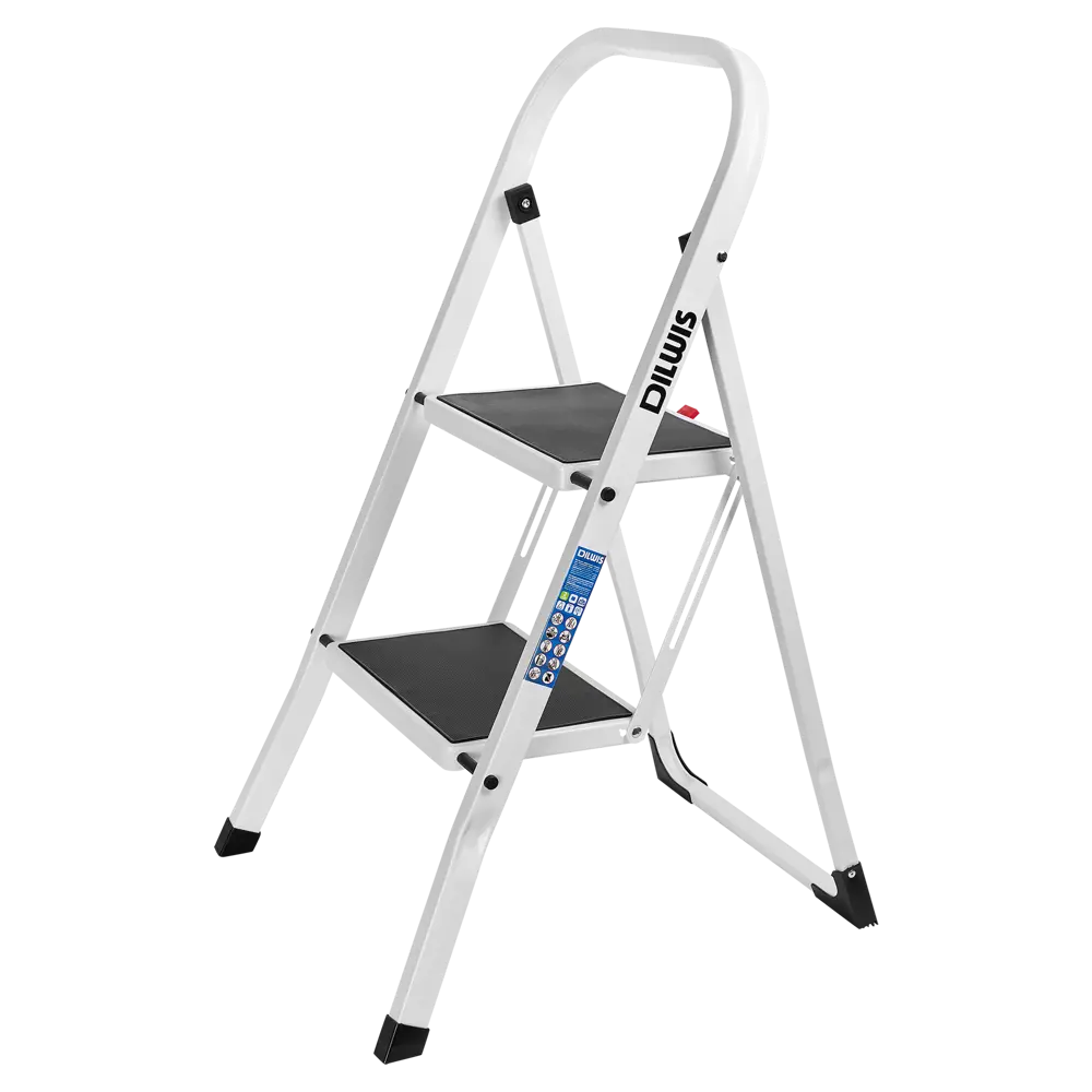 Стремянка стальная DILWIS 97702, 2 ступени, нагрузка 150 кг 89403474 STLM-1579955