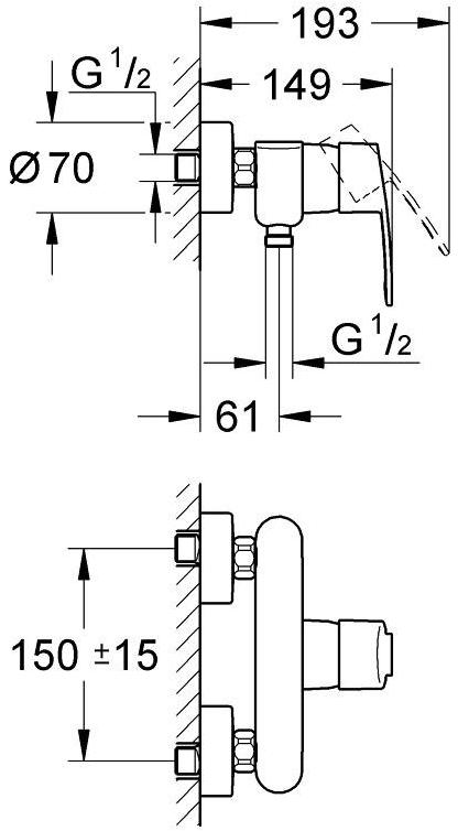 Смеситель для душа GROHE Eurostyle Cosmopolitan, хром (33590002) - Вид №2